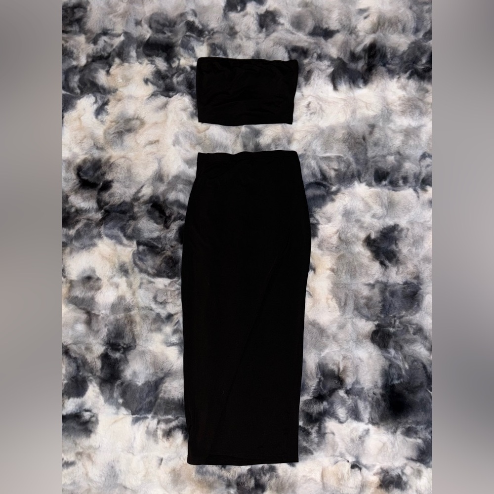Two Piece Elegant Black Women's Top & Skirt